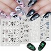 Luminous Halloween Nail Art Stickers Glow in Dark Spider Ghost Skull Nail Decals 3D Self-Adhesive White Skeleton Bone Spooky Nail Stickers Halloween Charms Supplies DIY Nail Decorations 8Sheets