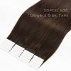 Lacerhair 20 inch Human Hair Extensions Tape in Hair Natural Black Balayage PU Skin Weft 100% Real Virgin Human Hair Color #2 Darkest Brown Double Side 50g 20pcs/set