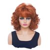 Gerulyss Short Copper Red Wigs for Women Auburn Wavy Shoulder Length Wig with Bangs Synthetic Ginger Curly Natural Wig for Role Play,Halloween,Daily Use