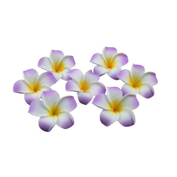 12PCS Women Girls 2.36" Hawaiian Hawaii Bohemia Style Plumeria Foam Flower Hair Clips Decoration Hair Barrette Hairpin For Bridal Wedding Party Beach Holiday (Purple)