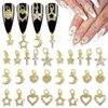 WOKOTO 26pcs Mix Design Dangle Nail Charms for Nail Art 3D Jewelry Flat Back Heart Star Cross Moon Nail Art Charms Rhinestones Nail 3D Cross Heart Star Charms for Nails Diamond Cross Nail Jewels