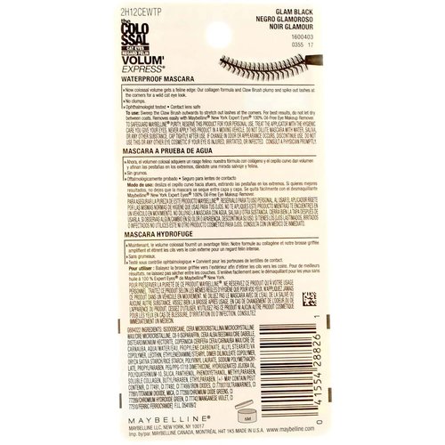 Maybelline Volum' Express Colossal Cat Eyes Waterproof Mascara, Glam Black [241] (Pack of 2)