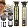 Hilandkom Men's T-Blade Hair Clippers, Waterproof & Low Noise, Professional Hair Trimmer, USB Quick Charge & LED Display, Ergonomic All Metal Design