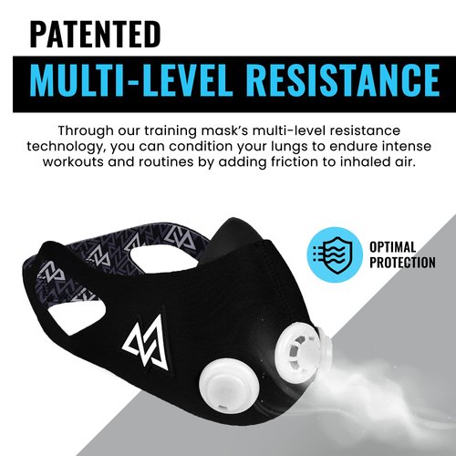 TRAININGMASK - Elevation Training Mask 2.0 - Fitness Mask, High Altitude Mask, Workout Mask, Running Mask, Breathing Mask, Endurance Mask (Small, Black)