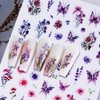 8pcs 3D Flower Nail Stickers Colorful Butterfly Nail Art Stickers Floral Nail Decals for Nail Art Supplies Cherry Blossom Nail Sticker Tulip Lavender Spring Nails Stickers Flower Stickers for Nails