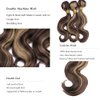 #P4/27 Highlight Bundles Human Hair Blonde Highlight Body Wave Bundles 8A Grade Double Weft Brazilian Remy Hair Extensions Two Tone Blonde And Highlight Bundles 12 14 16 Inch Unprocessed Virgin Hair