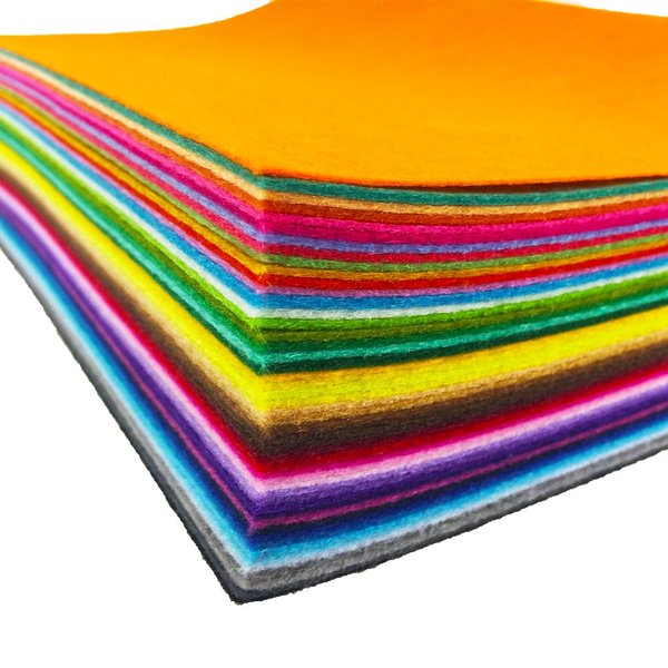48pcs Felt Fabric Sheet Assorted Color Felt Pack DIY Craft Squares Nonwoven (25cm * 25cm)