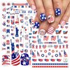 8Sheets 4th of July Nail Art Stickers Independence Day Nail Decals 3D Self Adhesive Nail Supplies American Flag Eagle Fireworks Design Classic USA Independence Day Elements Nail Decoration Accessories