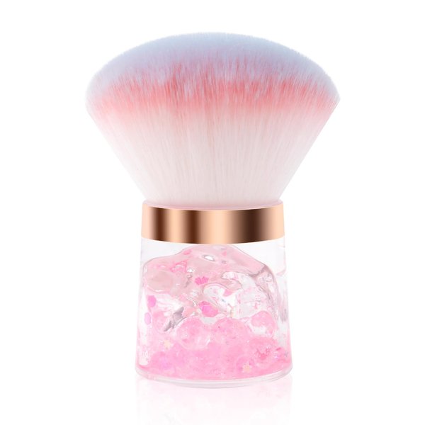 ANGNYA Nail Dust Brush, Round Nail Art Dust Powder Remover Brush with Acrylic Handle, Fluffy Dust Brush for Nails Soft Nail Duster Brush (Round)