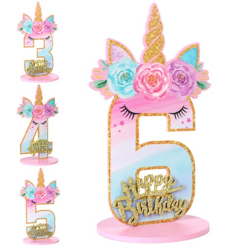 Unicorn Numbers Sign 6 Birthday Decorations, Birthday Party Centerpieces for Table Decorations,An...