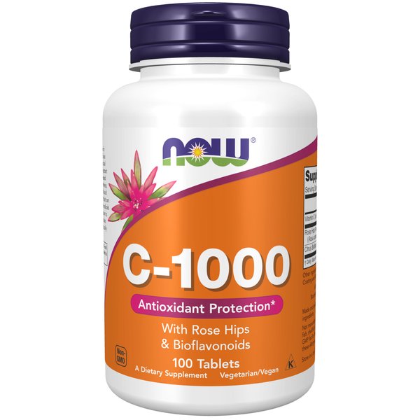 NOW Foods Supplements, Vitamin C-1,000 with Rose Hips & Bioflavonoids, Antioxidant Protection*, 100 Tablets