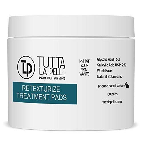 10% Glycolic Acid + 2% Salicylic Acid AHA - BHA Acne Treatment Pads with Witch Hazel and Acne Solutions for Facial Exfoliation And Smoother Looking Skin, 60 Face Pads