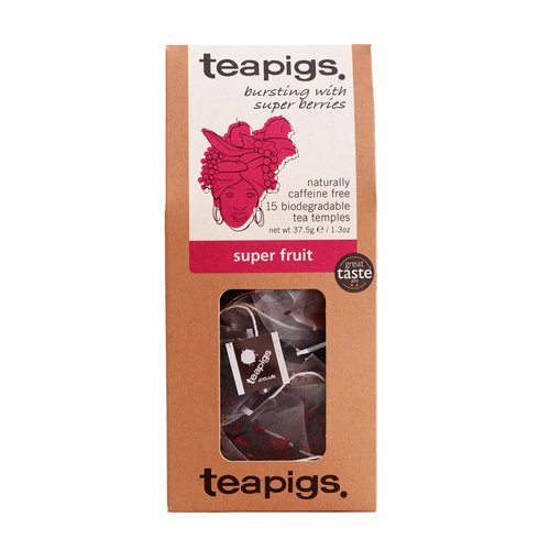 teapigs Super Fruit Herbal Tea Bags, 15 Count x 6 Boxes, Caffeine Free Herbal Bursting with Berri...
