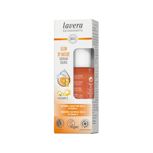 lavera Glow by Nature Serum - Face Serum with Q10 & Vitamin C for a Radiant Complexion - Moisturizing Facial Serum - Anti Wrinkle Serum - PETA Certified - Vegan - Made in Germany - 1 Fl Oz