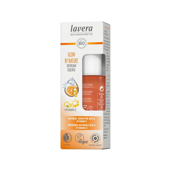 lavera Glow by Nature Serum - Face Serum with Q10 & Vitamin C for a Radiant Complexion - Moisturizing Facial Serum - Anti Wrinkle Serum - PETA Certified - Vegan - Made in Germany - 1 Fl Oz