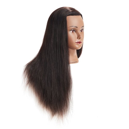 24"-26" 100% Human hair Mannequin head Training Head Cosmetology Manikin Head Doll Head with free Clamp (Black Hair)