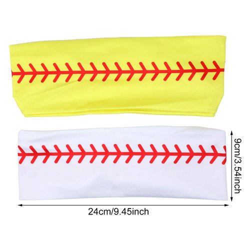 Honbay 2PCS Outdoor Sports Hairbands Hair Accessories Baseball Headband Softball Headband Non Slip Elastic Yoga Workout Headband Fashion Ball Print Bicycle Bandanas Head Wrap for Men and Women (B)
