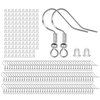 925 Sterling Silver Earring Hooks 120 PCS/60 Pairs, Ear Wires Fish Hooks, Hypo-allergenic Jewelry Findings Parts with 120 PCS Clear Silicone Earring Backs