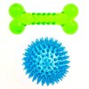 Knivel Spiky Ball and Bone for Small Dogs - Puppy Teething Toys Bone Dog Toy Set for Smart Newborn Pet - Doggy Interactive Chew Mini Dental