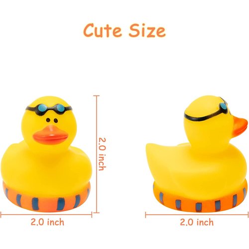 Haooryx 20Pcs Summer Beach Rubber Duckies Float Bathtub Ducky Swimming Pool Toys Summer Theme Novelty Funny Squeeze Ducks for Kids Birthday Party Favors Prize Rewards Baby Shower Bath Toys Decoration