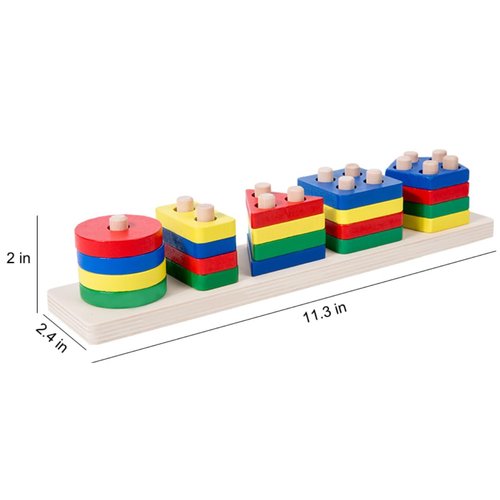 Sorting Stacking Wooden Montessori Toys for Kids, Shape Color Learning for Toddlers 1 2 3+ Years Old, Preschool, Early Learning, Educational Puzzles, Baby Gifts for Boys and Girls