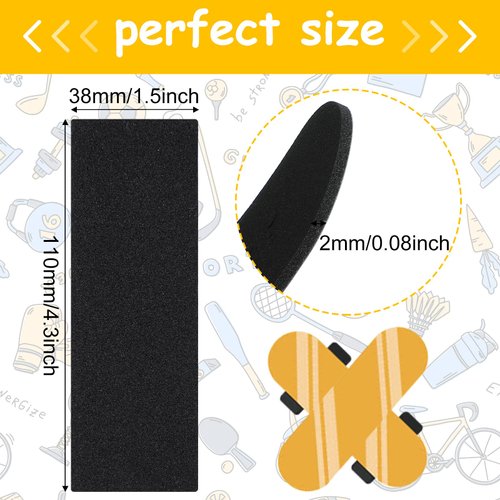 Pajean 24pcs Black Foam Grip Tape Adhesive for Fingerboards, 38 x 110 x 2 mm, Anti Slip