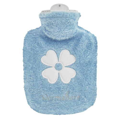 Hot Water Bottle, 500ml Small Hot Water Bottle with Cover Warm Water Bag with Soft Premium Faux Fur Cover 2-in-1 Water Bag for Cold & Hot Compress Mini Hot-Water Bag for Women Seniors Children Blue