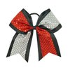 New "CONFETTI DOTS Red & Silver" Cheer Bow Pony Tail 7 Inch Girls Hair Cheerleading Dance Practice Football Games Competition School Uniform Birthday Grosgrain Ribbon