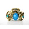 Generic Small bow shaped jeweled antique bronze hair claw clip Set B (Primary color: Blue), 1 Count (Pack of 1)