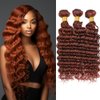 Reddish Brown Bundles Human Hair Color 33 Loose Deep Curly Bundles Copper Red Brown Deep Wave Bundles 22 22 22 Inch Double Weft Brazilian Remy Hair Extensions Silky and Soft for Black Women