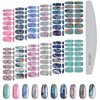 12 Sheets Marble Nail Art Polish Stickers Full Wrap Strips, TOROKOM Self-Adhesive Nail Polish Stickers Decal Marble Printed Full Wraps Strips Nail Art Polish Decals with Nail File for Women Girls