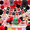 ZERODECO Black Red Birthday Decorations, Butterfly Birthday Party Decorations Happy Birthday Banner Paper Honeycomb Fans Pompoms Balloon for Girls Women Adults Birthday Party Decorations Supplies