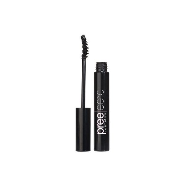Luxury Waterproof Black Mascara, 4-in-1 formula with ergonomic brush to lengthen, curl, volumize eye lashes for all day wear by Pree Cosmetics