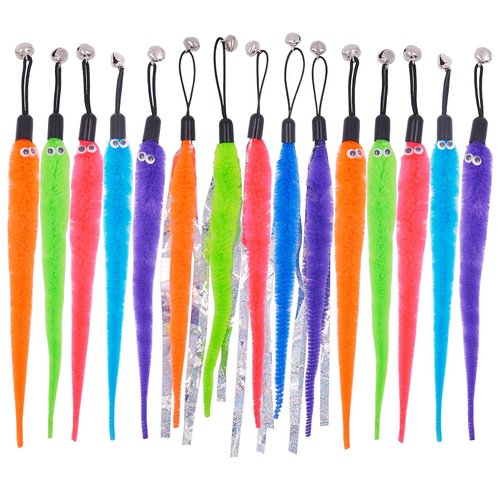 TIENAILING Cat Worm Toy Refills Cat Toys Wand Replacement, 15 Pieces Cat Worms Refill, Worm Cat Toy Attachment for Cat Wand
