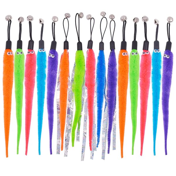 TIENAILING Cat Worm Toy Refills Cat Toys Wand Replacement, 15 Pieces Cat Worms Refill, Worm Cat Toy Attachment for Cat Wand