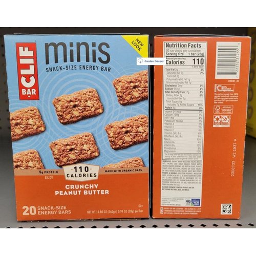 Minis Cliff Bar 20 Crunchy Peanut Butter 19.8oz 560g (Two Boxes)