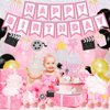 K KUMEED Happy Birthday Decorations,Movie Theme Party Decorations Pink Popcorn Camera Movie Theater Decorations Cute Cake Topper Latex Balloons for Birthday Party Movie Night Party Supplies Girls