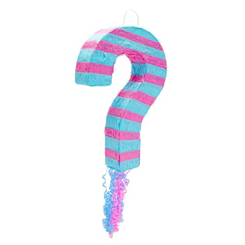 Juvale Pull String Gender Reveal Question Mark Pinata, Boy or Girl Baby Shower Party Supplies (17...
