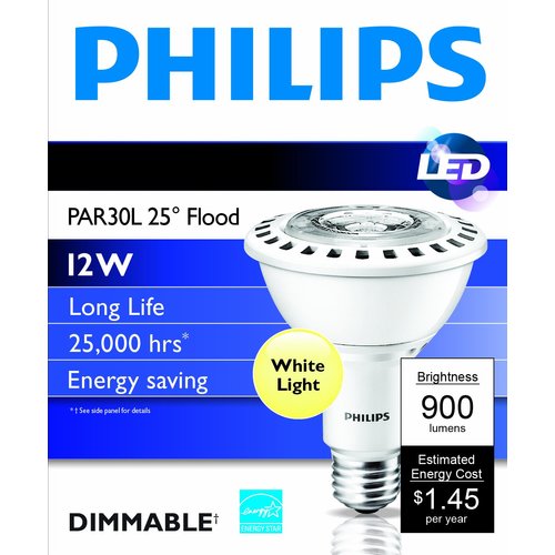 Philips 430132 12-watt AirFlux PAR30L LED 3000K Flood Light Bulb, Dimmable, White