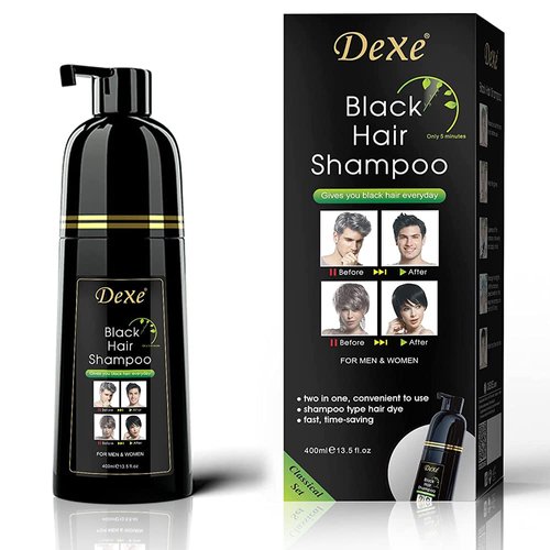 Amzfly Instant Black Botanical Hair Shampoo - Gentle Ammonia-Free Unisex Formula, 3-in-1 for 100% White Coverage, Lasts 30 Days (Black)