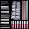 Extra Long Clear Nail Tips, HNYYZL 240Pcs XXL Square Straight Nails Half Fake Nail Tips Kit C Curve Nail Tips Half Cover for Acrylic Nail Tips, with Nail Glue and Nail File, for Nail Salon Home DIY