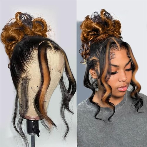 Nicy 360 Lace Front Wigs Human Hair Body wave #30 Highlight Ombre Lace Front Wig Transparent Lace Human Hair Full Lace Wigs Human Hair Pre Plucked Colored Wigs Human Hair