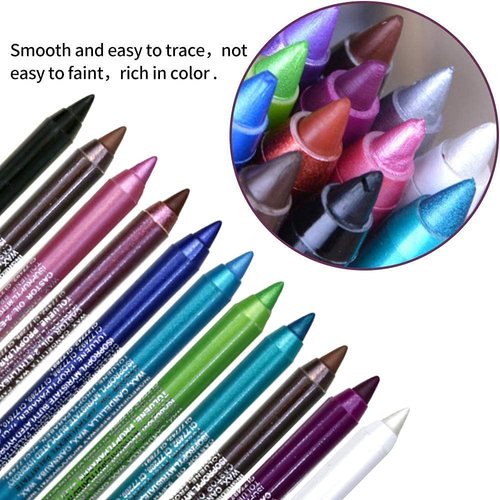 Multi Color Eyeshadow Eyeliner, Metallic Glossy Smoky Eyeliner, Long Lasting Professional Eye Makeup Eyeliner Waterproof Eyeliner Pen Eye Cosmetics Makeup Tools (15 Blue)