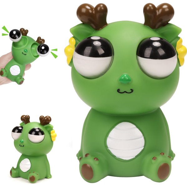FoalEvooluy 2025 Squeeze Eye Popping Out Stress Relief Cute Dragon Toy,Funny Eyeball Burst Toys for Adults Stress Relief Ornaments Figure Toy,Office and Party Favors Gifts (Green)