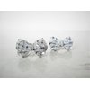 Generic Two small tiny sparkle silver bow crystal hair pin clip barrettes fine hair