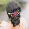 Fangsen Silver Wedding Rose Flower Pinecones Hair Comb Bridal Flower Hair Clip Floral Hair Accessories for Women and Girls