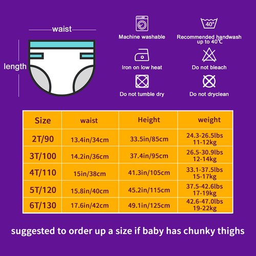 MooMoo Baby Cotton Training Pants Strong Absorbent Toddler Potty Training Underwear for Baby Girl Pee Pants 2T