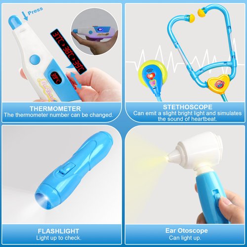 Doctor Kit for Toddlers 3-5 Dress Up Toys for 2 3 4 Year Old Girls Pretend Kids Doctor Play Set with Doctor Costume Toy Stethoscope for 2 3 4 5 6 Year Old Girls Boys Christmas Birthday Gifts