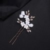 Denifery 3PCS Bride White Flower Wedding Hair Pins Clips Rhinestone Silver Bridal Hair Piece Accessories for Women and Girls (Rose Gold)