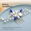 YBSHIN Blue Rhinestone Hair Comb Wedding Hair Accessories for Brides Silver Headpieces Bridal Hair Accessories for Women Decorative Hair Combs (Style 3)